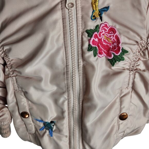 Hudson Toddler Girls Size 3T Puffer Bomber Embroidered Jacket Light Pink - Picture 3 of 7